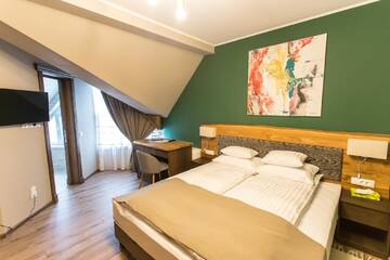 Фото номера Номер с кроватью размера «queen-size» Отель Panorama Boutique Hotel г. Сфынту-Георге 5